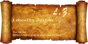 Lebovits Zoltán névjegykártya
